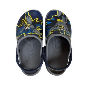 Crocs Fun Lab Batman Clogs Kids Size J2‎ Blue Grey DC Comics Superhero Shoes